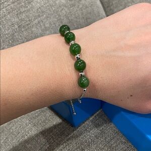 Sterling Silver 8mm Jade Bolo Bracelet